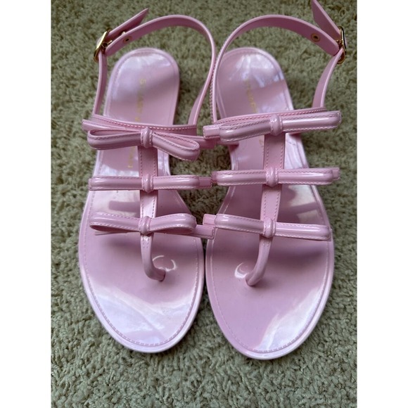 Stuart Weitzman Pink Jelly Bow Thong Sandals‎ Women Size 6 EUR 37 - Picture 4 of 5